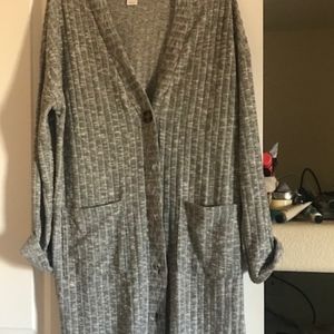 Arizona Jean Co Long Grey & White Duster